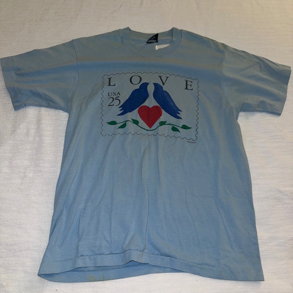 Vintage 1999 Screen Stars Best Love Birds‎ Stamp T Shirt Size L